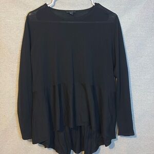 COS Neiman Marcus‎ Womens Tunic Top Small Black Wool Sheer Long Sleeve Babydoll